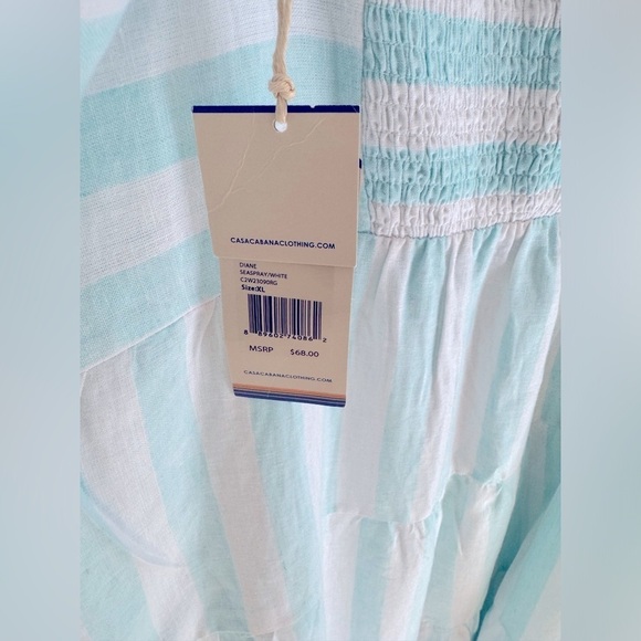Casa Cabana Seaspray blue & white stripped dress size XL - Picture 5 of 5